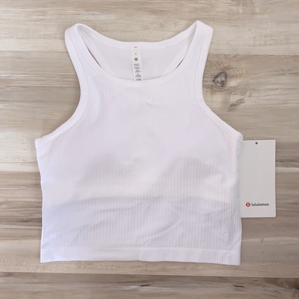 ❤️ Lululemon Ebb to Street Racerback Crop Tank White NWT Size 6